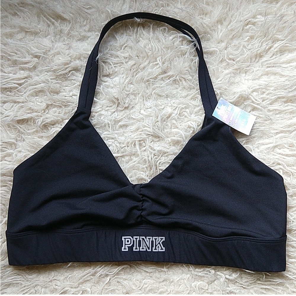 PINK Victoria's Secret Black Halter Bra